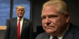 Doug Ford triste face à Trump