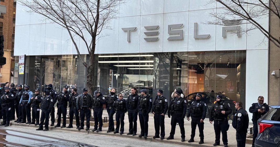 Tesla-Vandalisme-Policiers