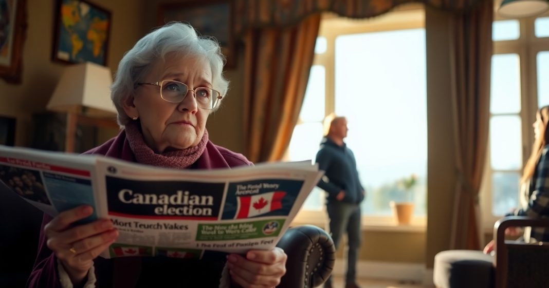 Boomer avec journal - élection canadienne 2025 Boomer avec journal - élection canadienne 2025