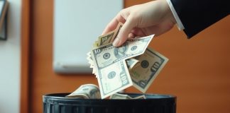 Jeter de l'argent à la poubelle