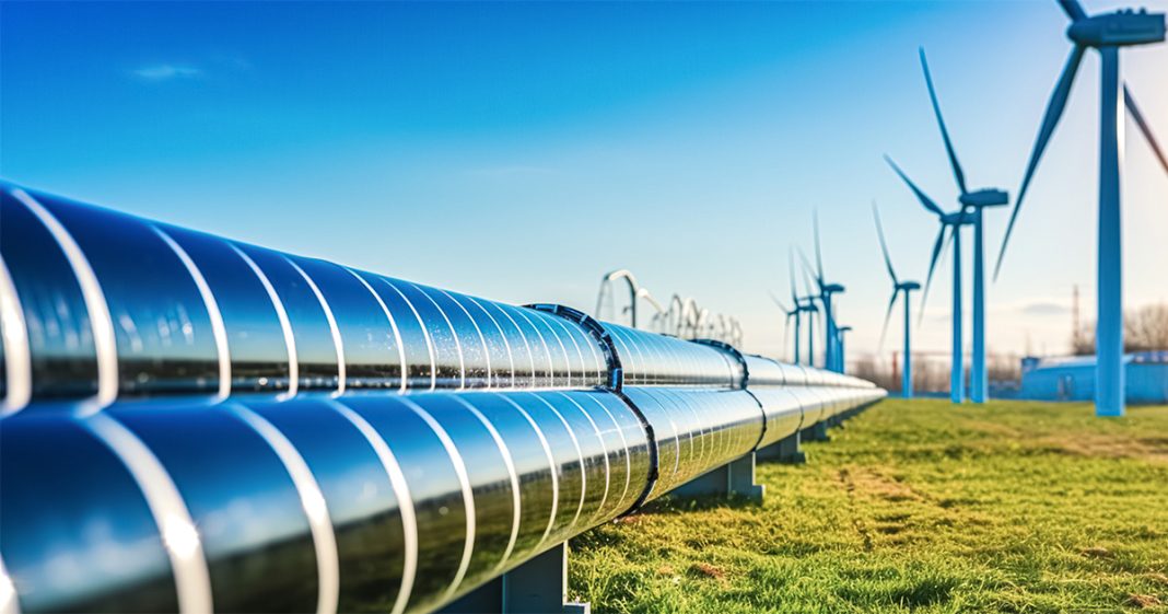 pipeline vert et éoliennes