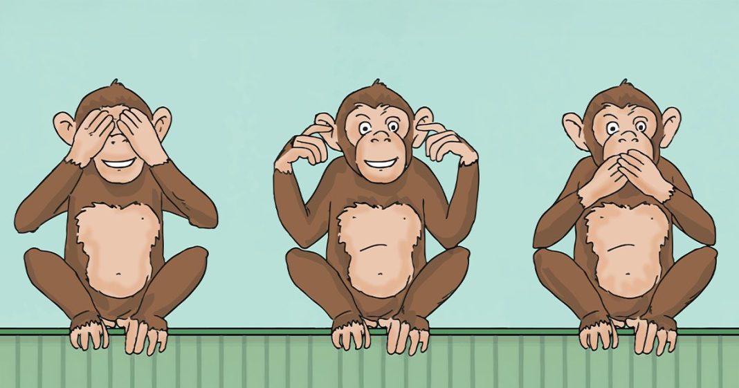 Je ne l'ai pas vu, je ne l'ai pas entendu, je ne sais pas. Trois singes