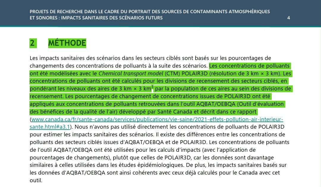 Deux dossiers municipaux qui génèrent plusieurs questions : L’escalier du Faubourg et le règlement sur les poêles à bois Peut être une image de texte qui dit ’SOURCES SCÉNARIOS FUTURS MÉTHODE impacts sanitaires des scénarios secteurs ciblés sont basés sur les pourcentages changements des concentrations polluants suite des scénarios. concentrations polluants Chemical transport POLAIR3D (résolution polluants ont calculés pour divisions pondérant niveaux aires par population recensement. Les pourcentages polluants retrouvées dans développé Santé ces aires sein des divisions POLAIR3D (Outil pour estimer polluants l'outil pourcentages similaires existe Nous utilisé impacts sanitaires des scénarios. secteurs ciblés issues ont été utilisées pour calculs changements), plutôt celles utilisées les études d'AQBAT/OEBQA sont ainsi cohérents POLAIR3D. polluants POLAIR3D concentrations polluants l'application davantage De plus, les impacts sanitaires basés calculés pour’