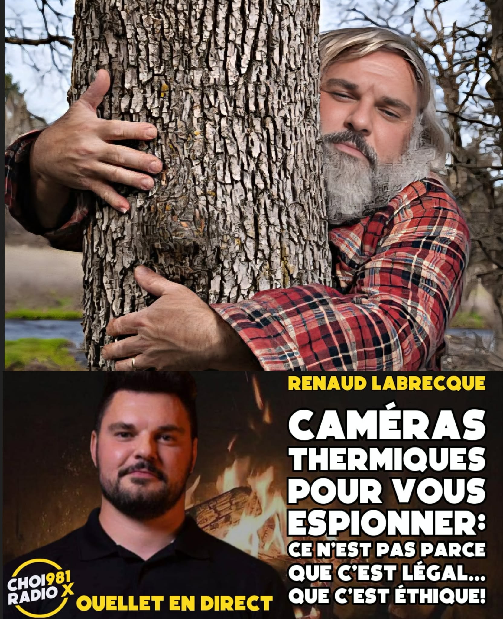 Deux dossiers municipaux qui génèrent plusieurs questions : L’escalier du Faubourg et le règlement sur les poêles à bois Peut être une image de texte qui dit ’RENAUD LABRECQUE CAMÉRAS THERMIQUES POUR VOUS ESPIONNER: CE N'EST PAS PARCE QUE C'EST LÉGAL... QUE C'EST ÉTHIQUE! CHOI981 RADIO x OUELLET EN DIRECT’