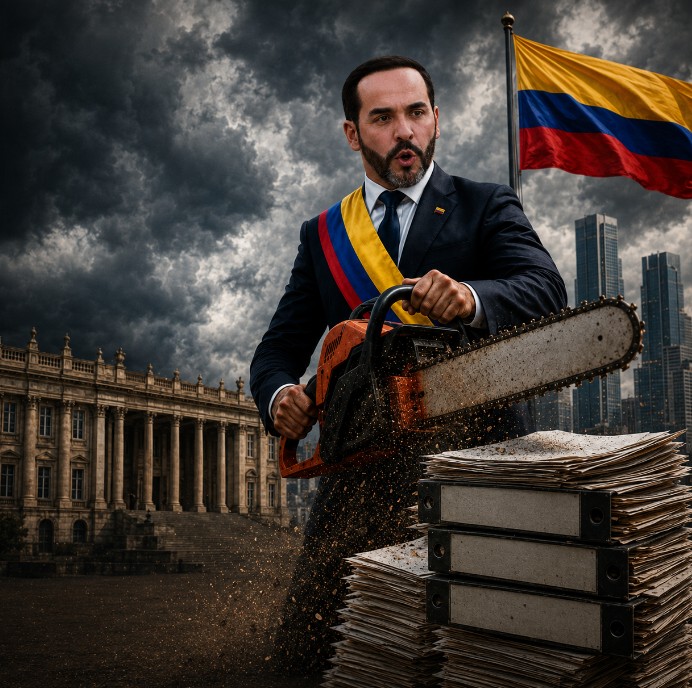 La Colombie sort la tronçonneuse : le nouveau président veut réduire l’État de 40 % Réduction de l’État en Colombie avec Abelardo De La Espriella et une tronçonneuse