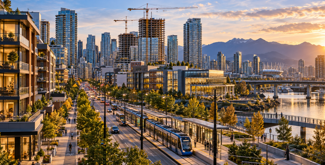 Vue urbaine moderne illustrant la construction, le logement et le développement des villes.
