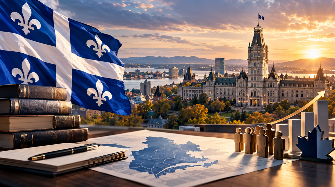 Illustration du Québec et de ses institutions politiques symbolisant les prochaines étapes de la droite québécoise