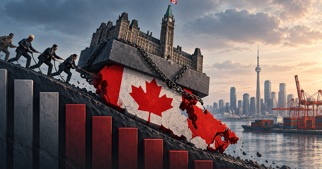 Le Canada, alourdi par le poids de l’État, glisse dans un graphique économique descendant.